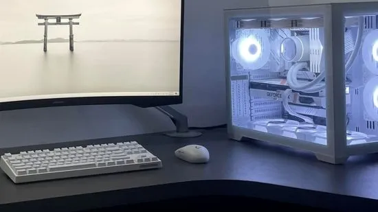 white futuristic engineering gaming setup